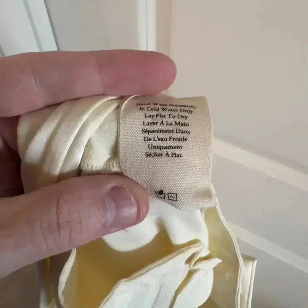 LoveShackFancy 100% Silk Cream Pants – Size 4 - Picture 7 of 7